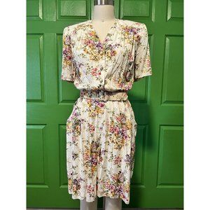 Vintage 80's S.L. Petities Cream Floral Romper Size  10 Cottagecore